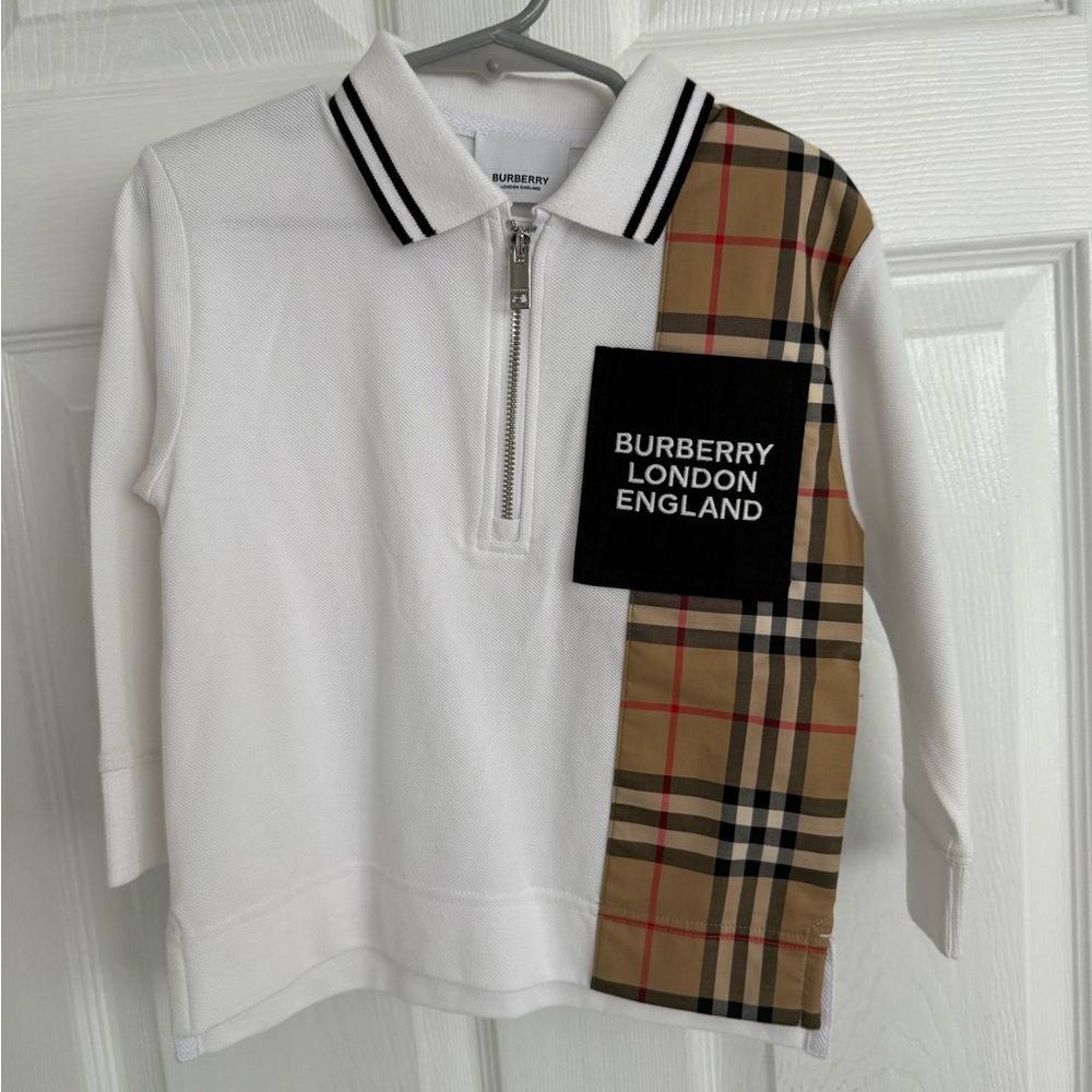 Burberry Checkered Polo with Black and White Accents